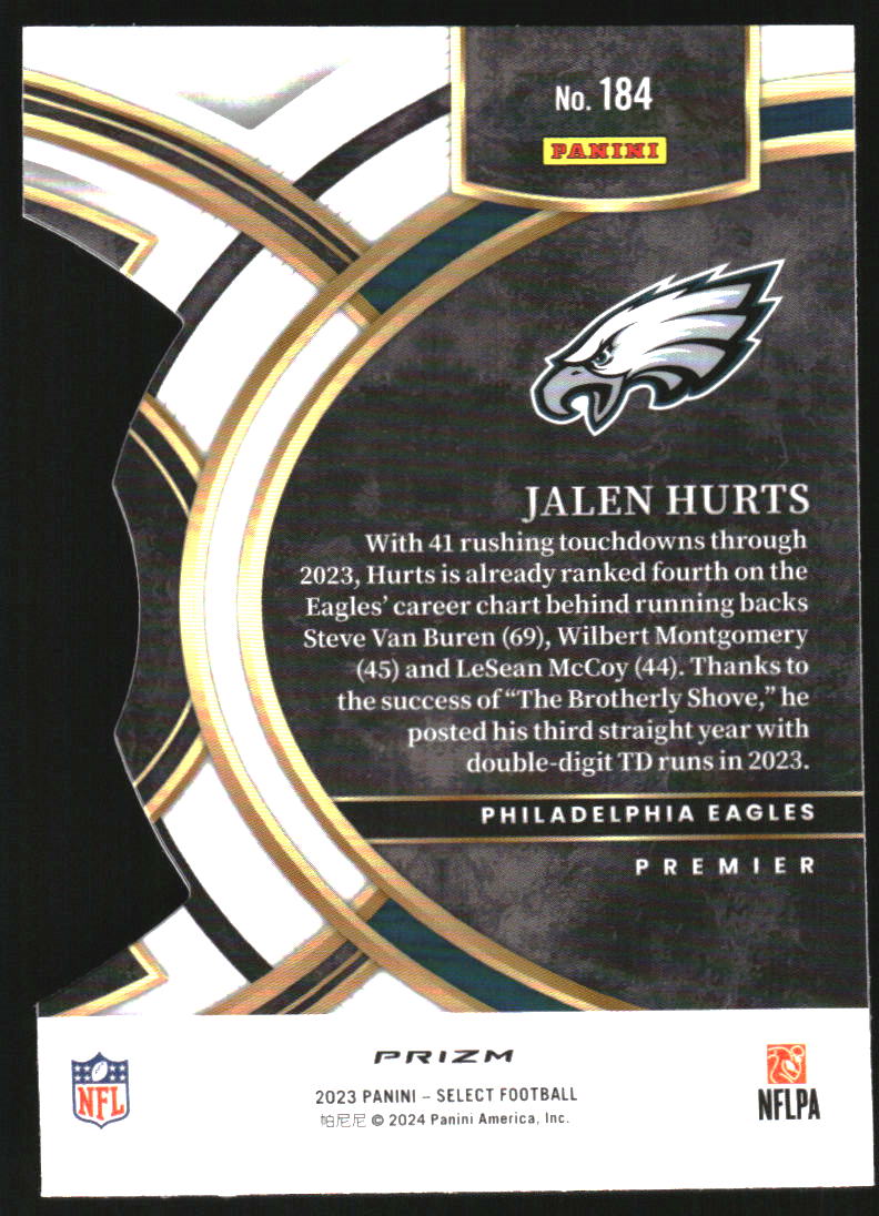 2023 Select Prizm Black and Green Die Cut #184 Jalen Hurts