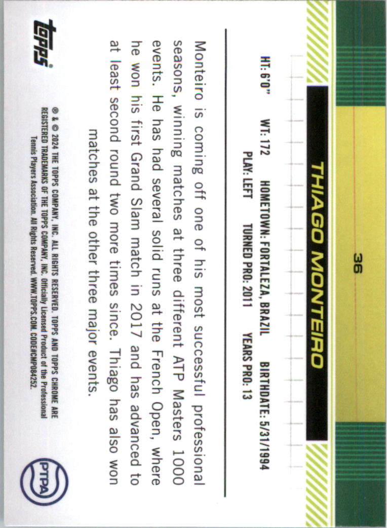 2024 Topps Chrome Tennis Purple Green Refractors Tennis Card Pick (Inserts) - Picture 5 of 49