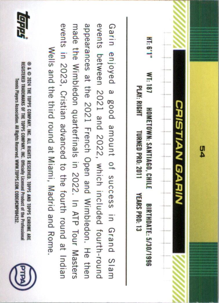 2024 Topps Chrome Tennis Purple Green Refractors Tennis Card Pick (Inserts) - Picture 9 of 49