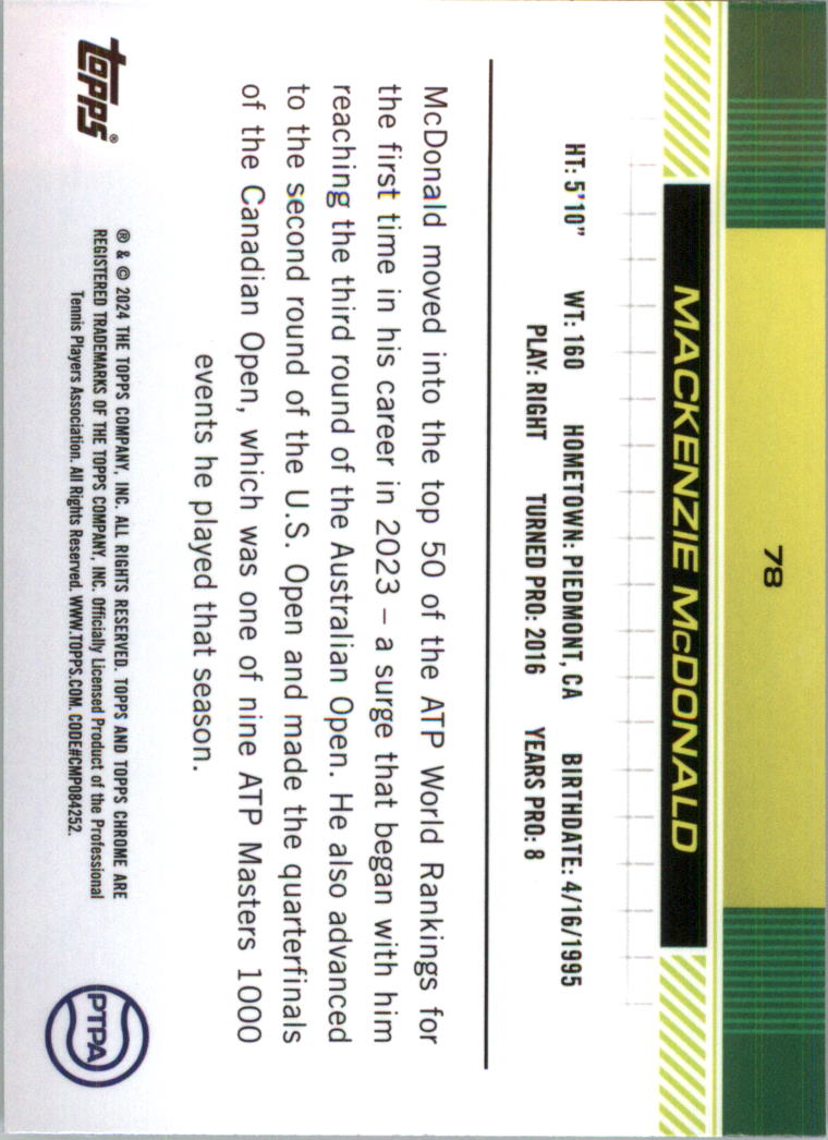 2024 Topps Chrome Tennis Purple Green Refractors Tennis Card Pick (Inserts) - Picture 21 of 49