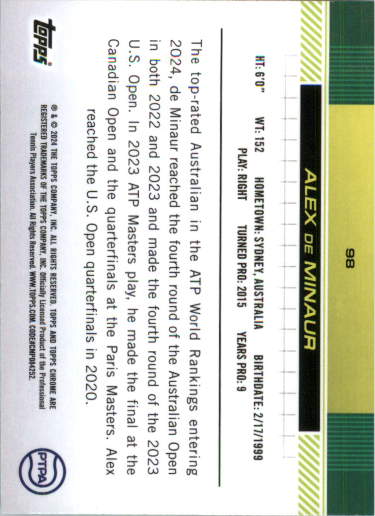 2024 Topps Chrome Tennis Purple Green Refractors Tennis Card Pick (Inserts) - Picture 29 of 49