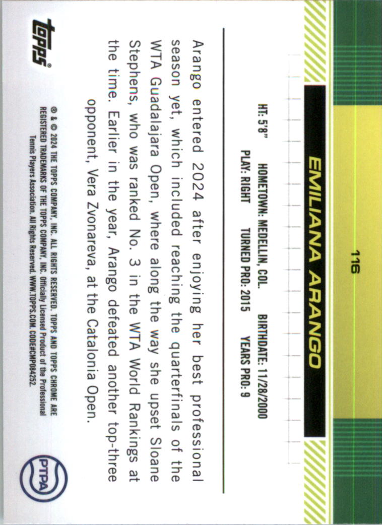 2024 Topps Chrome Tennis Purple Green Refractors Tennis Card Pick (Inserts) - Picture 35 of 49