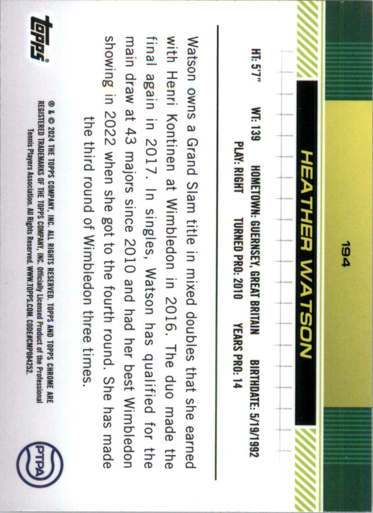 2024 Topps Chrome Tennis Purple Green Refractors Tennis Card Pick (Inserts) - Picture 49 of 49
