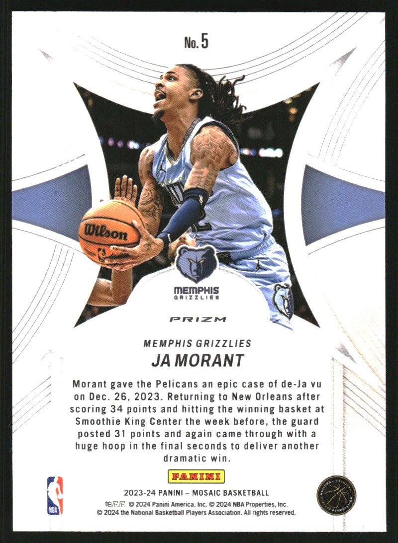 2023-24 Panini Mosaic Epic Performers Mosaic Green #5 Ja Morant