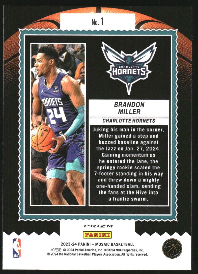 2023-24 Panini Mosaic Jam Masters Mosaic Green #1 Brandon Miller