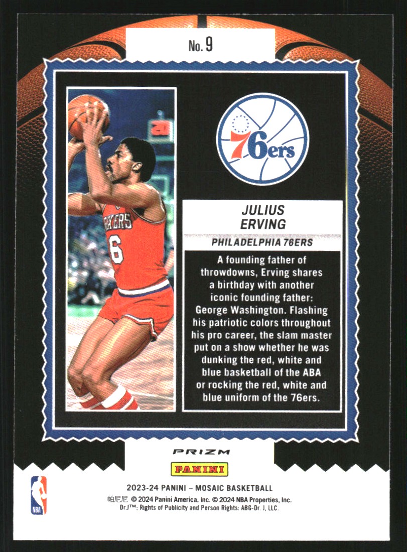 2023-24 Panini Mosaic Jam Masters Mosaic Green #9 Julius Erving