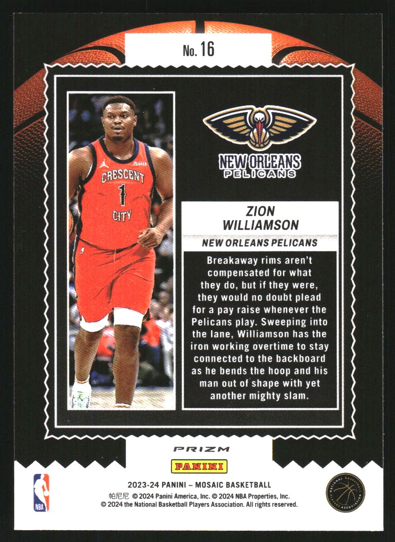 2023-24 Panini Mosaic Jam Masters Mosaic Green #16 Zion Williamson