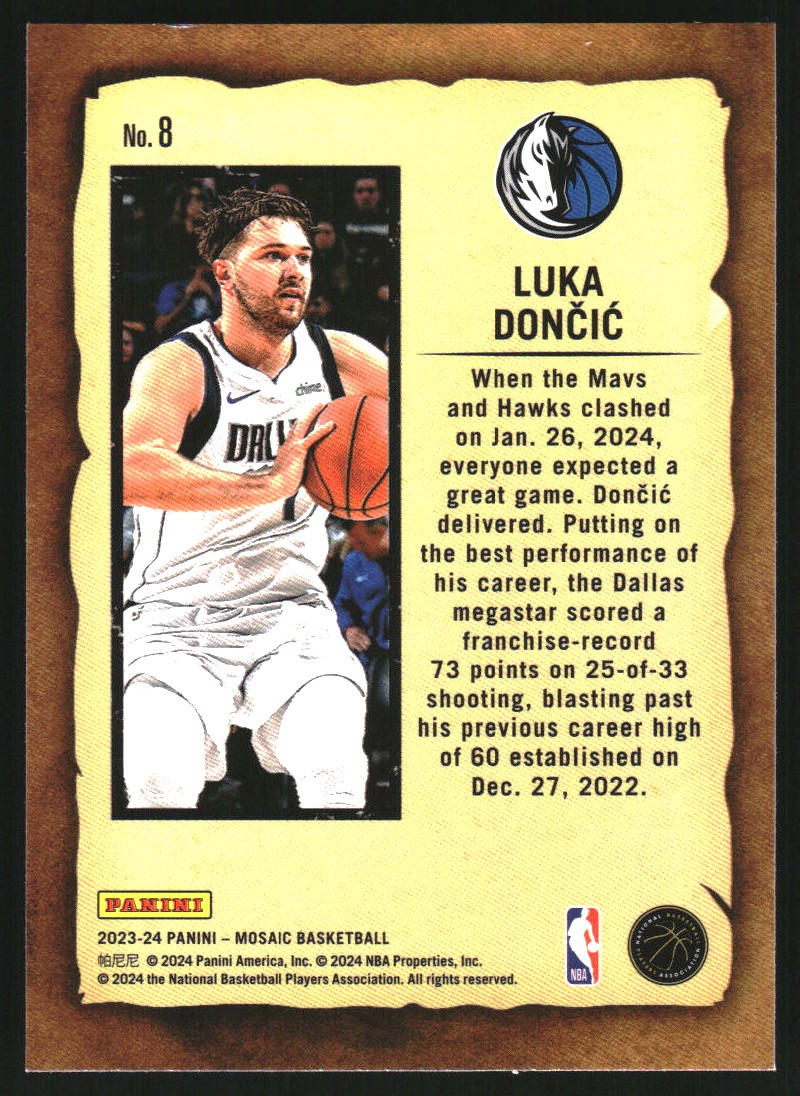 2023-24 Panini Mosaic Notoriety #8 Luka Doncic