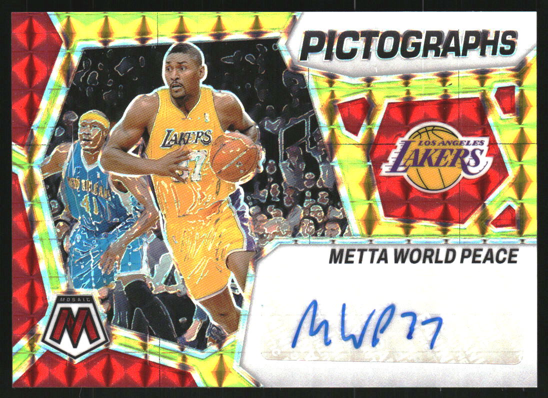2023-24 Panini Mosaic Pictographs Mosaic Choice #28 Metta World Peace Auto