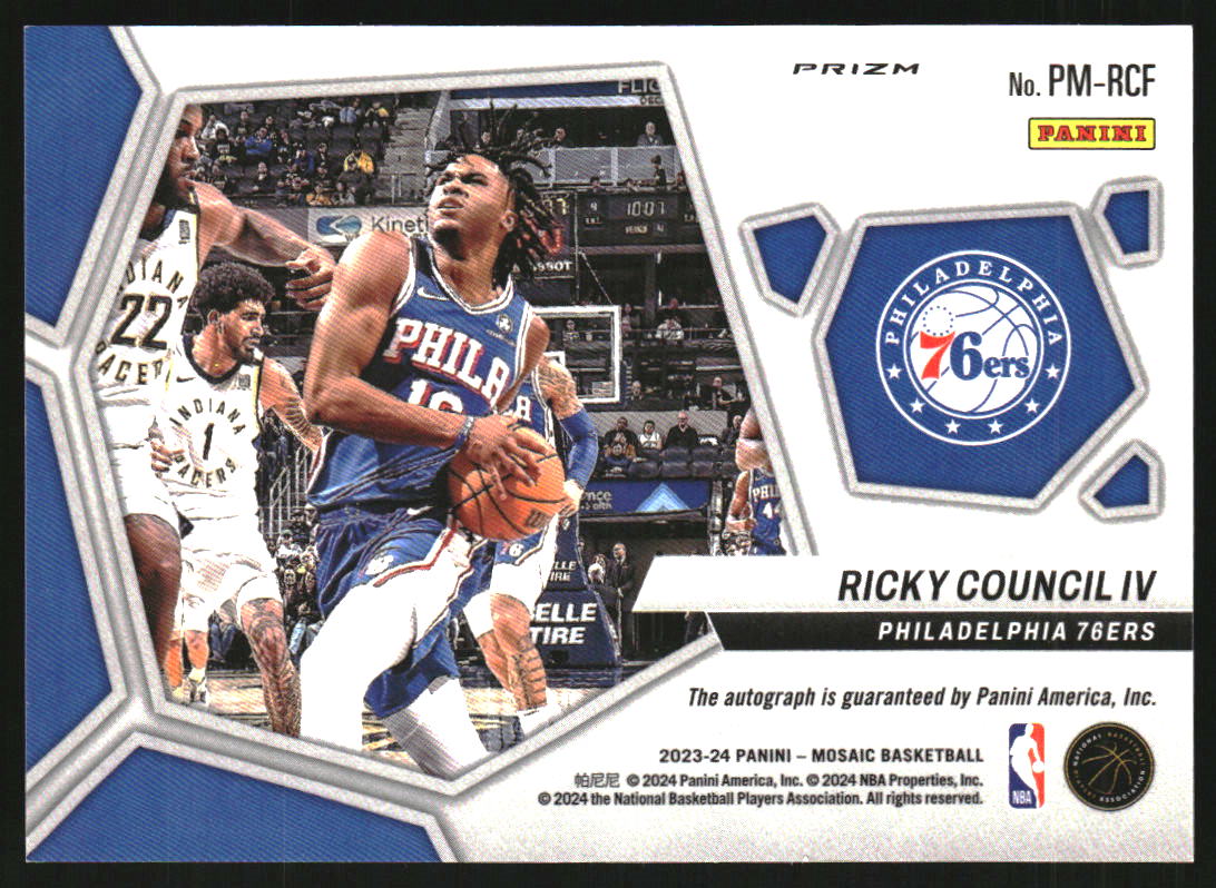 2023-24 Panini Mosaic Pictographs Mosaic Choice #35 Ricky Council IV Auto