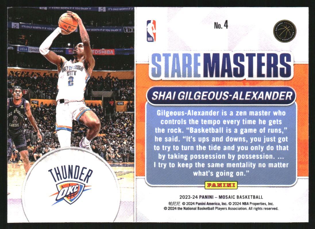 2023-24 Panini Mosaic Stare Masters #4 Shai Gilgeous-Alexander