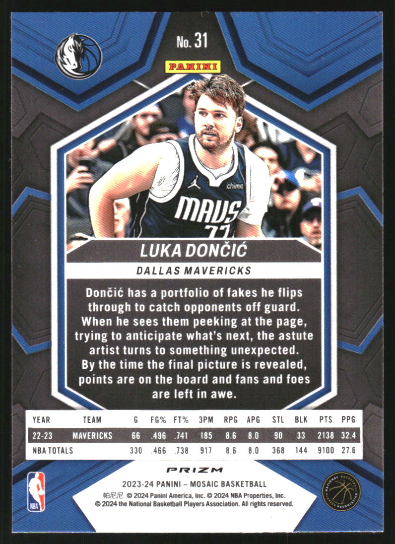 2023-24 Panini Mosaic Mosaic #31 Luka Doncic