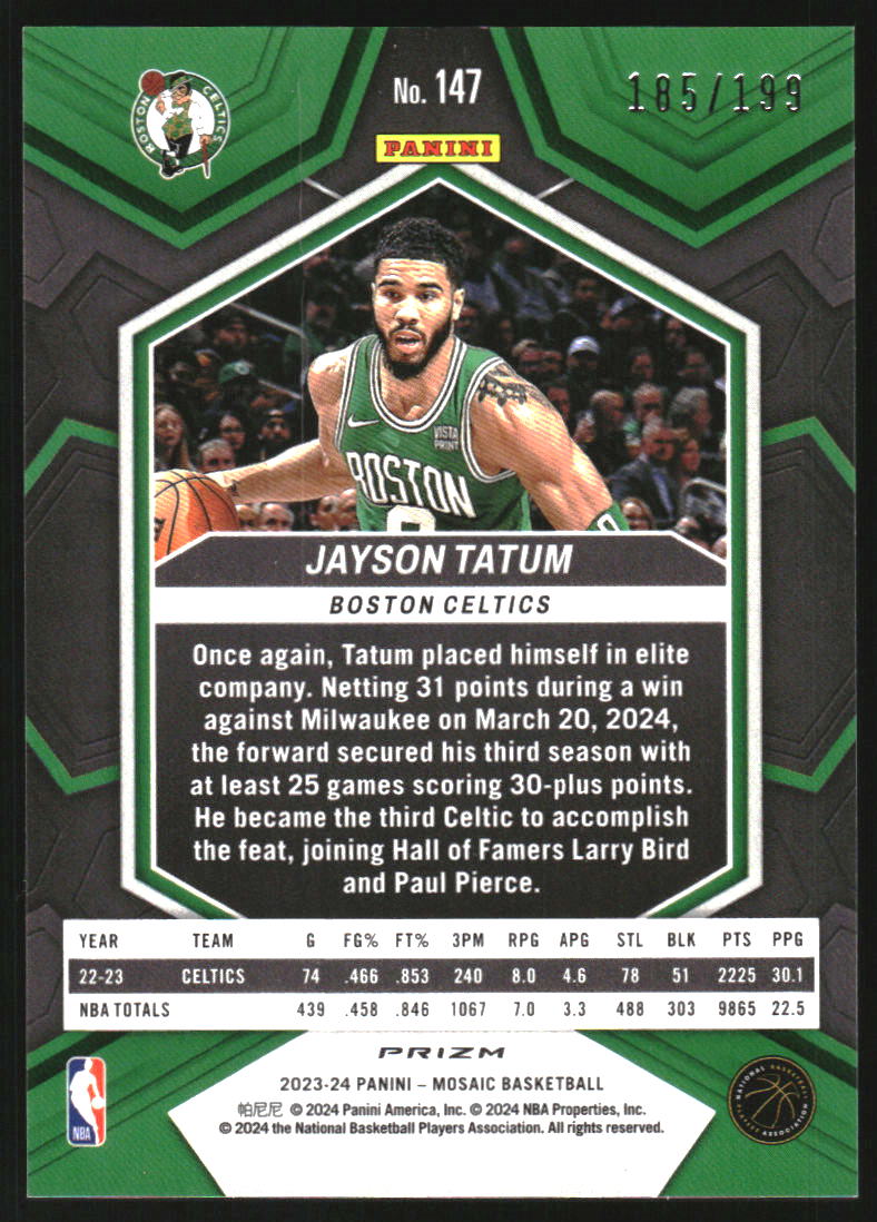 2023-24 Panini Mosaic Mosaic Blue #147 Jayson Tatum /199