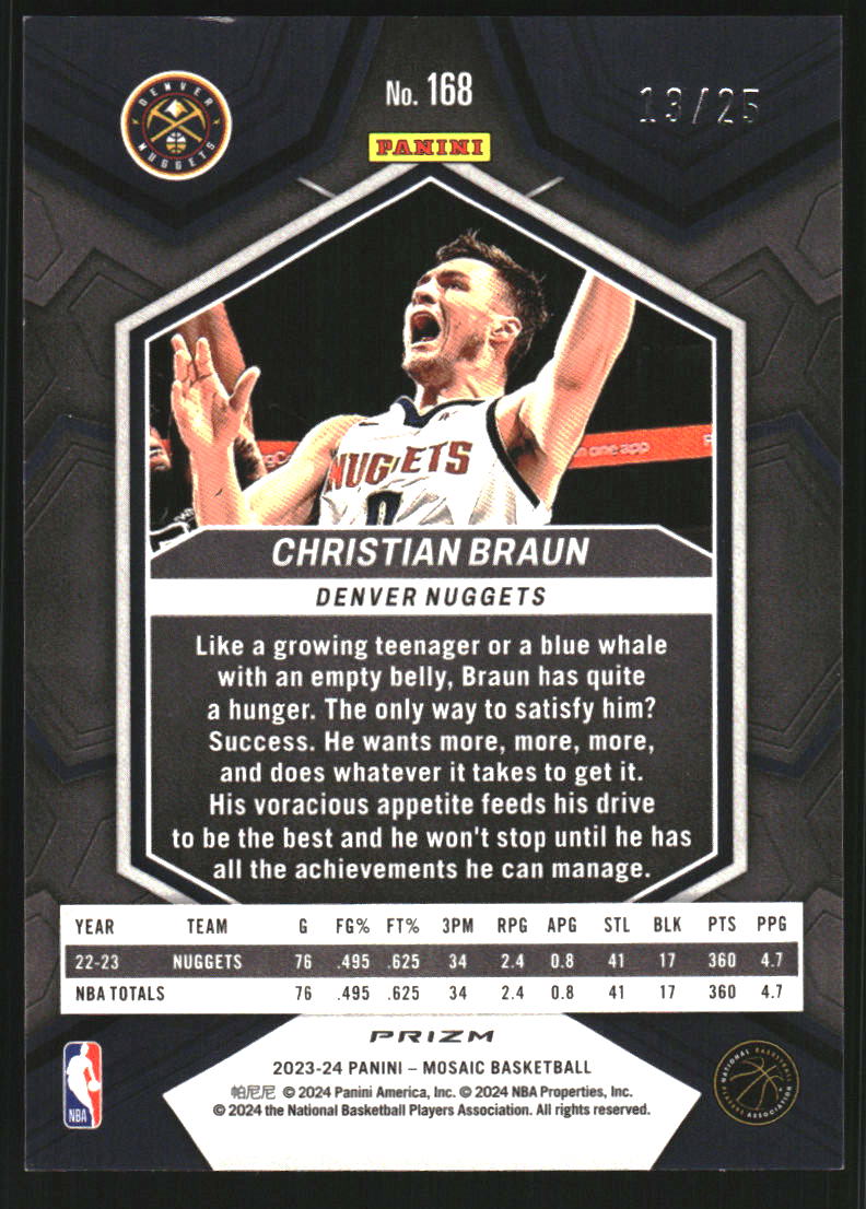 2023-24 Panini Mosaic Mosaic Blue International #168 Christian Braun /25