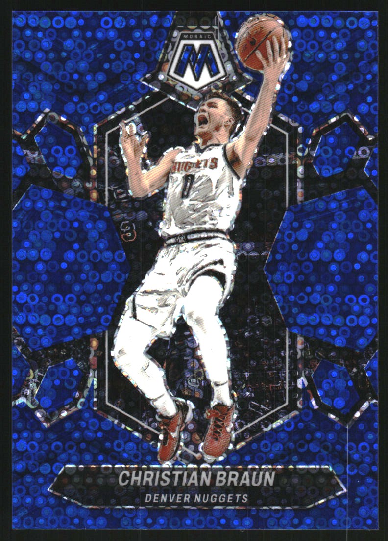2023-24 Panini Mosaic Mosaic Fast Break Blue #168 Christian Braun