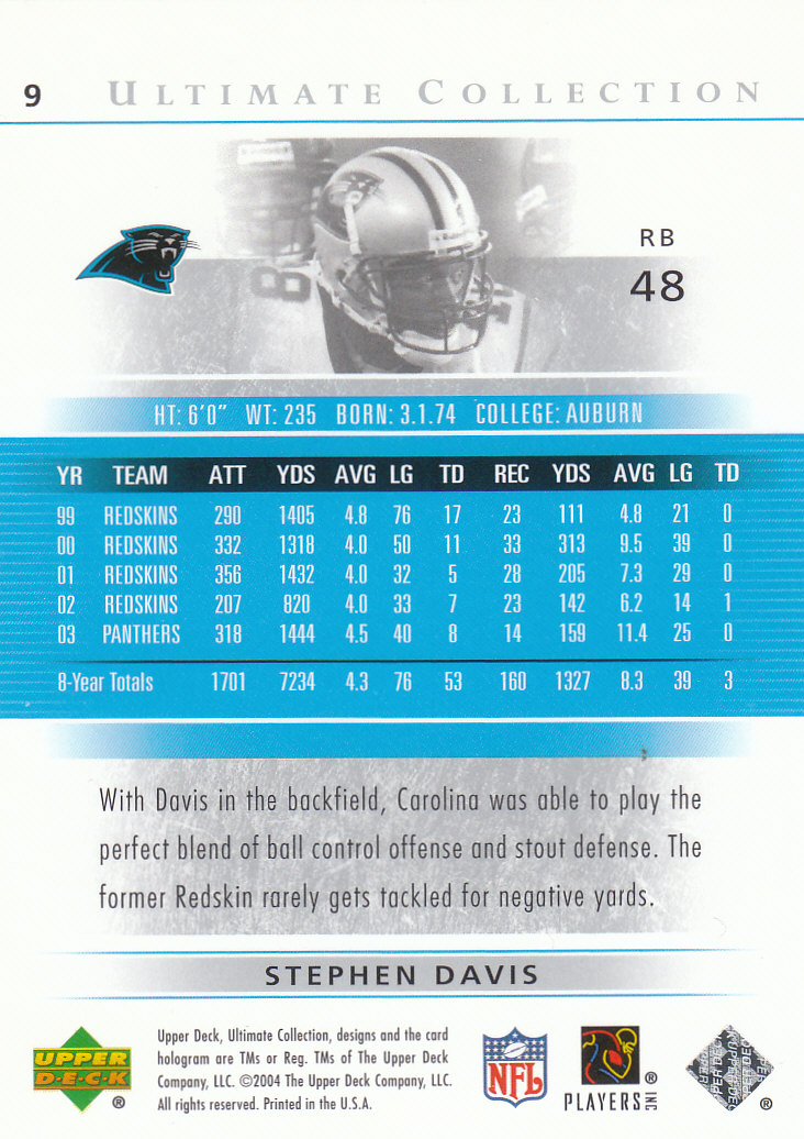 2004 Ultimate Collection (Upper Deck) Football "Main Set" Cards #1 to #135 - Bild 11 von 97