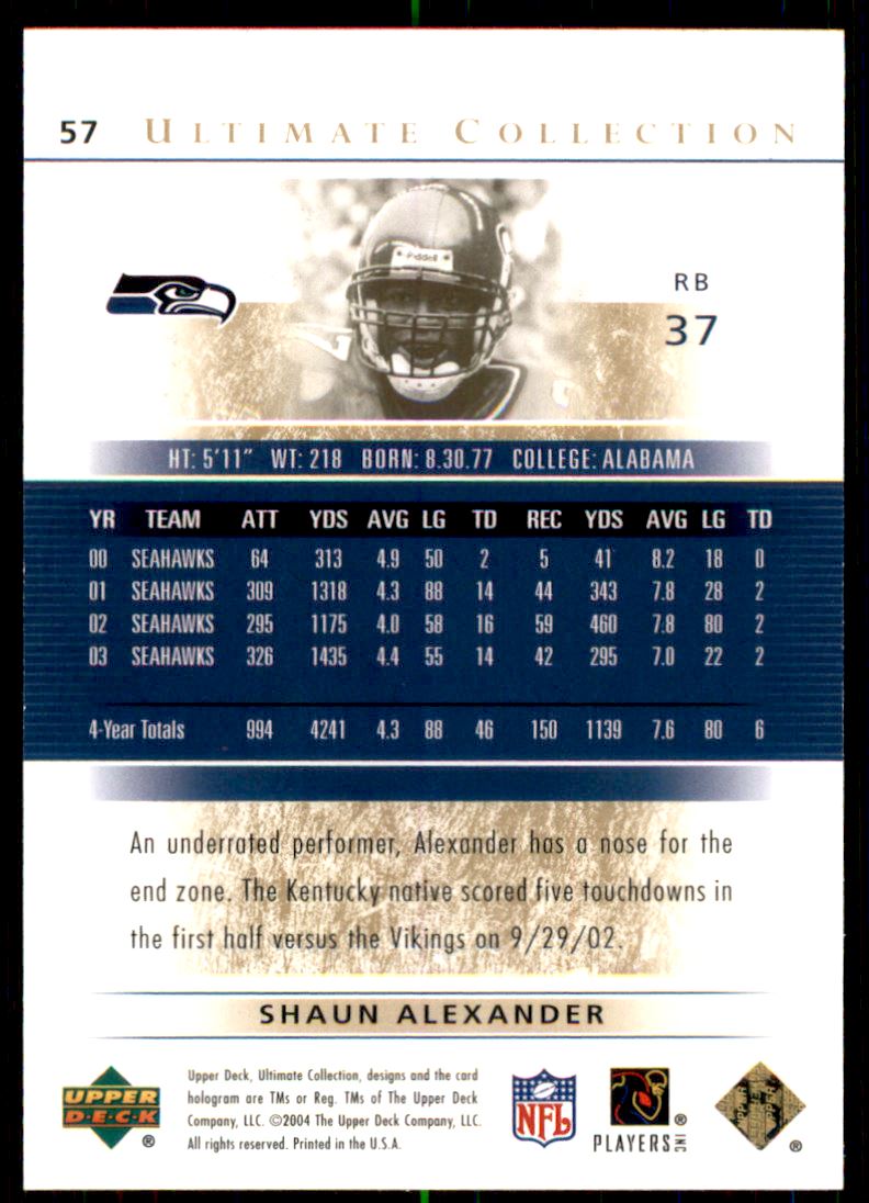 2004 Ultimate Collection Gold #57 Shaun Alexander back image