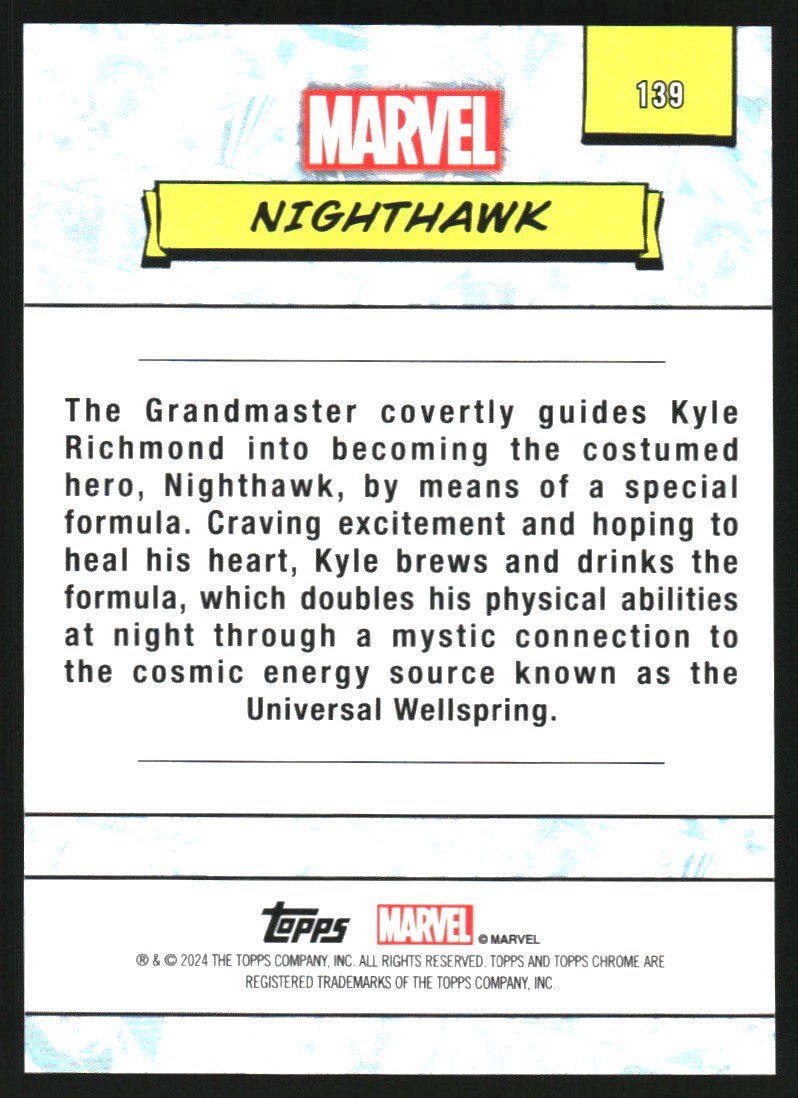 2024 Topps Chrome UK Marvel Green Refractors 139 Nighthawk NMMT