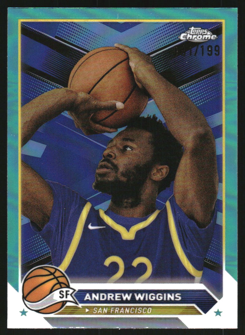 2023-24 Topps Chrome Aqua Refractors #28 Andrew Wiggins