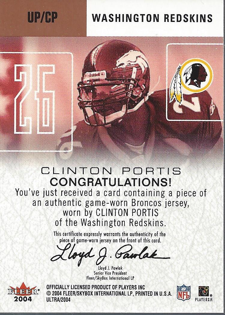 2004 Ultra Performers Game Used Copper #UPCP Clinton Portis back image