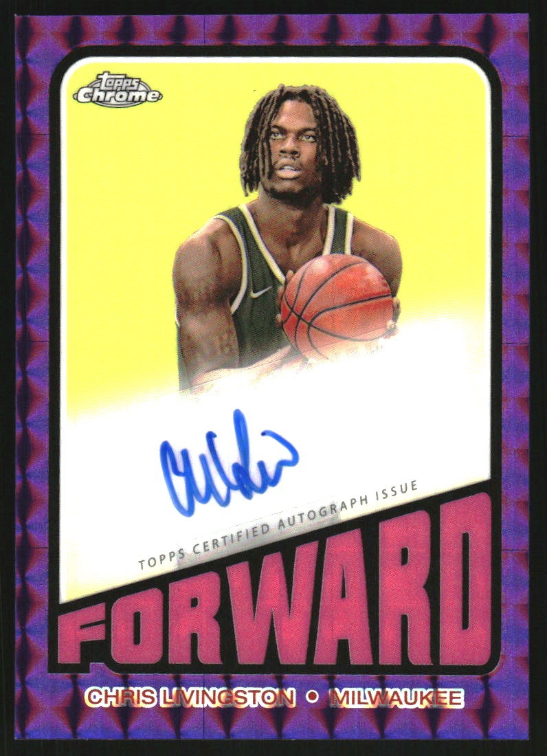 2023-24 Topps Chrome '72 Topps Autographs Purple Geometric Refractors #TACL Chris Livingston