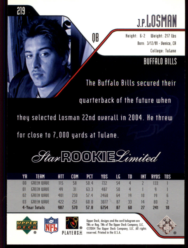 2004 Upper Deck Football "Main Set" Cards #208 to #275 - Picture 7 of 109