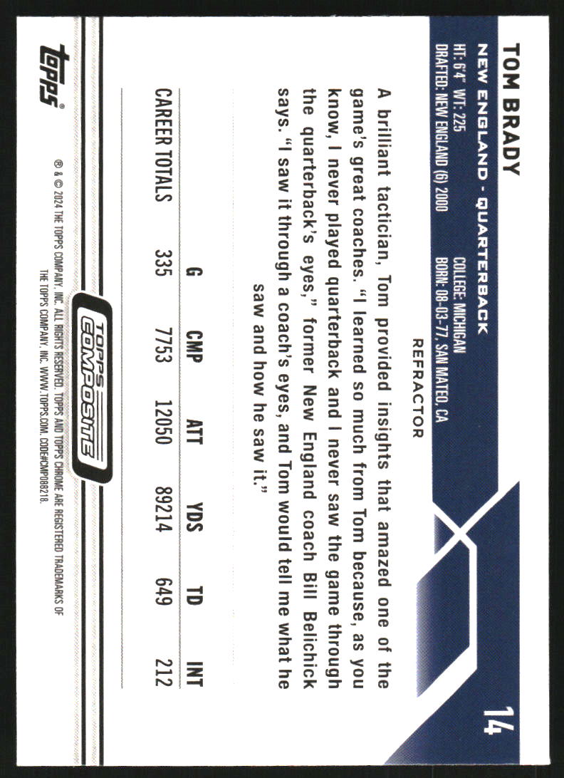 2023 Topps Composite Chrome Refractors #14 Tom Brady