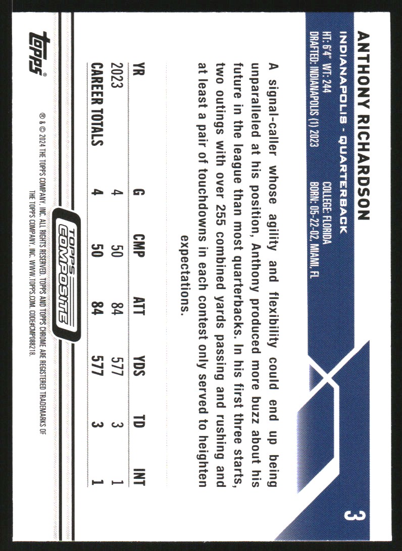 2023 Topps Composite Chrome Geometric Refractors #3 Anthony Richardson
