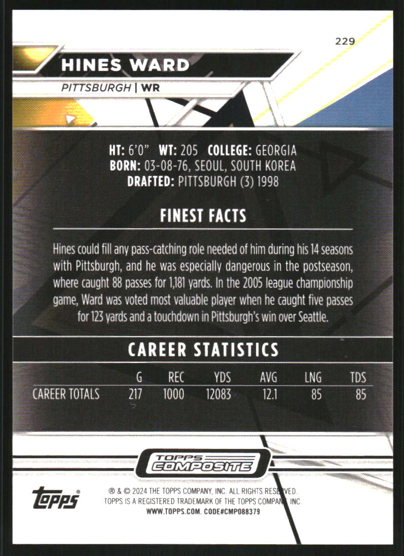 2023 Topps Composite Finest Sky Blue Refractors #229 Hines Ward