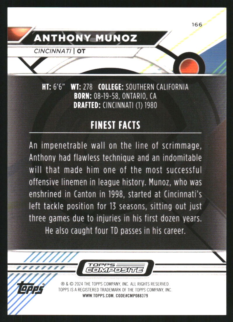 2023 Topps Composite Finest Gold Geometric Refractors #166 Anthony Munoz