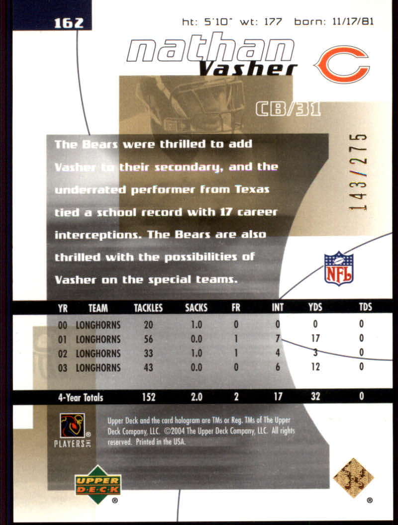 2004 Finite HG (Upper Deck) Football "Main Set" Cards #1 to #260 - Picture 233 of 277