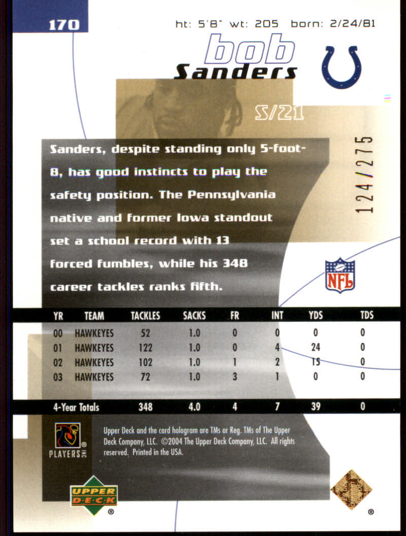 2004 Finite HG (Upper Deck) Football "Main Set" Cards #1 to #260 - Picture 235 of 277