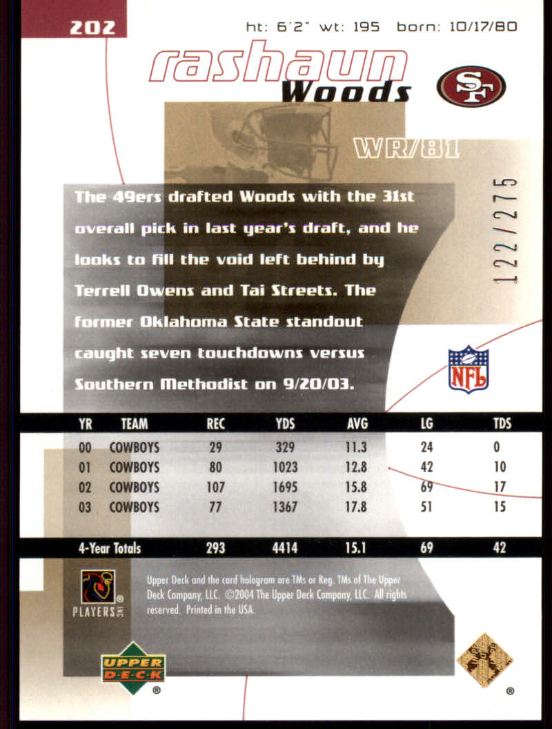 2004 Finite HG (Upper Deck) Football "Main Set" Cards #1 to #260 - Picture 255 of 277