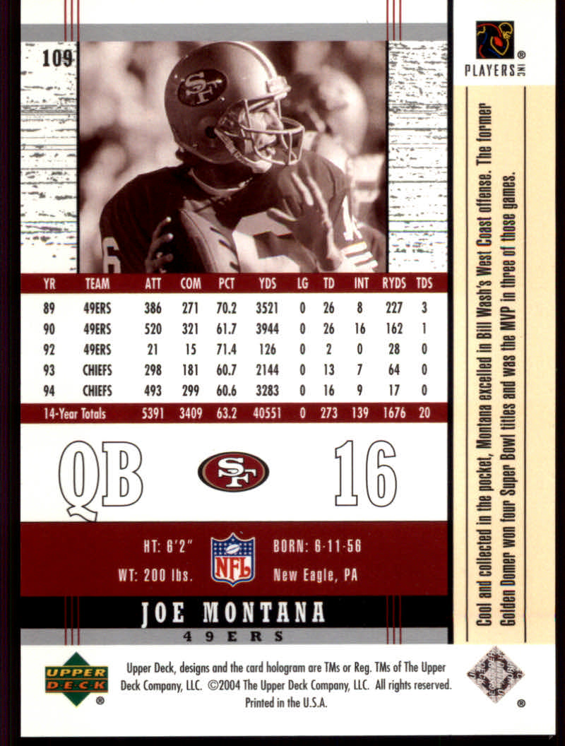2004 Legends (Upper Deck) Football "Main Set" Cards #1 to #186 - Picture 185 of 219