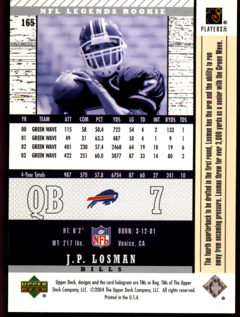 2004 Legends (Upper Deck) Football "Main Set" Cards #1 to #186 - Picture 205 of 219