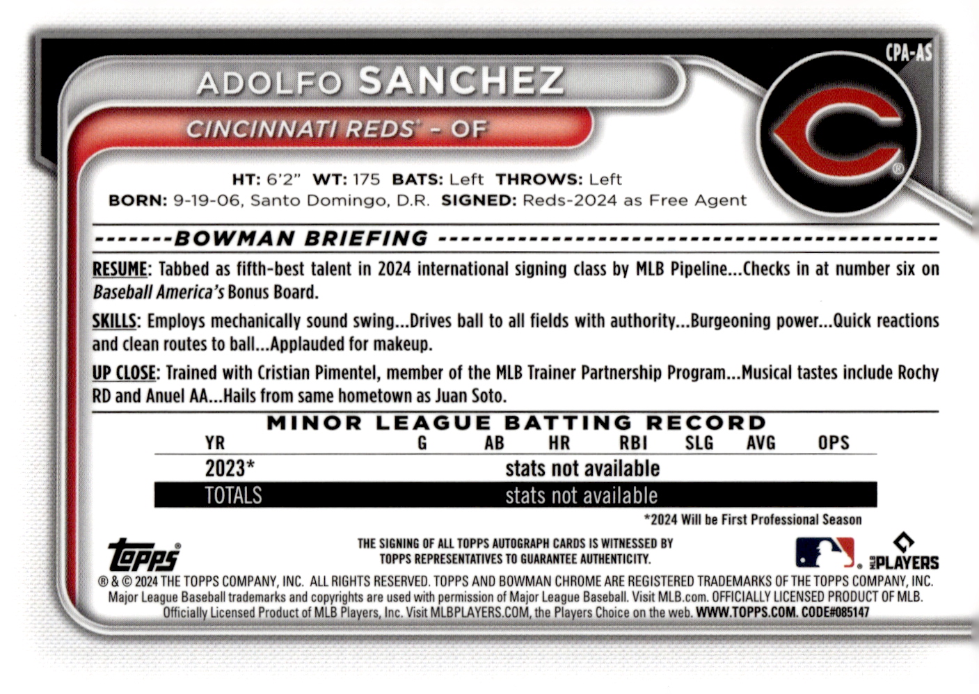 2024 BOWMAN CHROME PROSPECT AUTOGRAFI BASEBALL SINGOLI ASSORTITI U-PICK - Foto 5 di 25