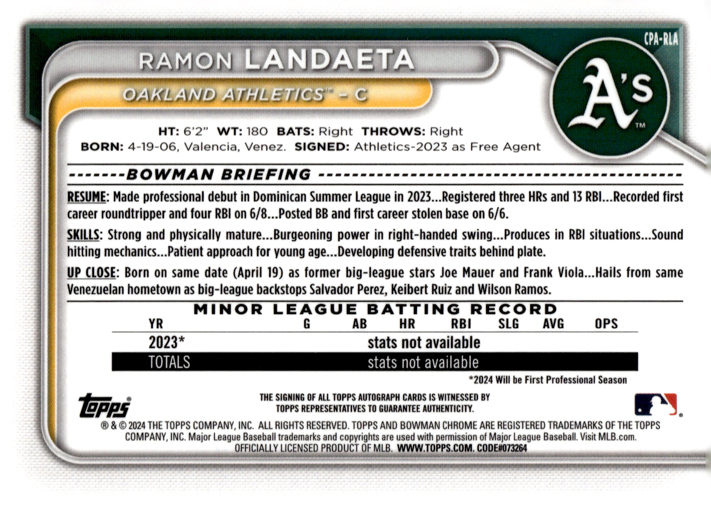 2024 BOWMAN CHROME PROSPECT AUTOGRAFI BASEBALL SINGOLI ASSORTITI U-PICK - Foto 23 di 25
