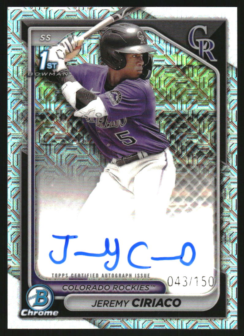 2024 Bowman Chrome Prospect Autographs HTA Choice Refractors #CPAJC Jeremy Ciriaco Auto /150
