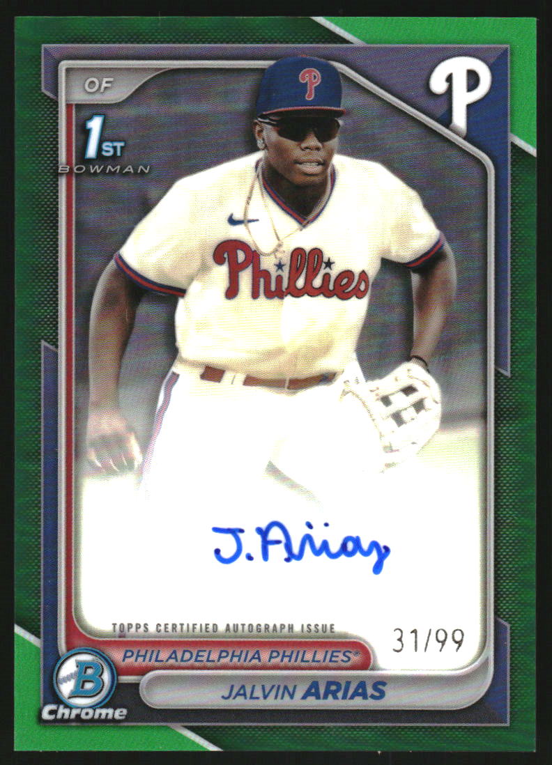 2024 Bowman Chrome Prospect Autographs Green Refractors #CPAJA Jalvin Arias Auto /99