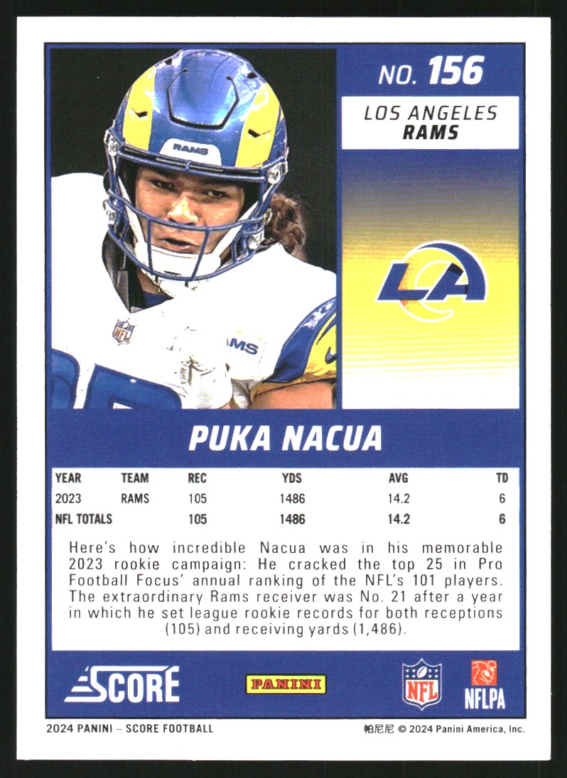 2024 Score 156 Puka Nacua NMMT Burbank Sportscards Beckett