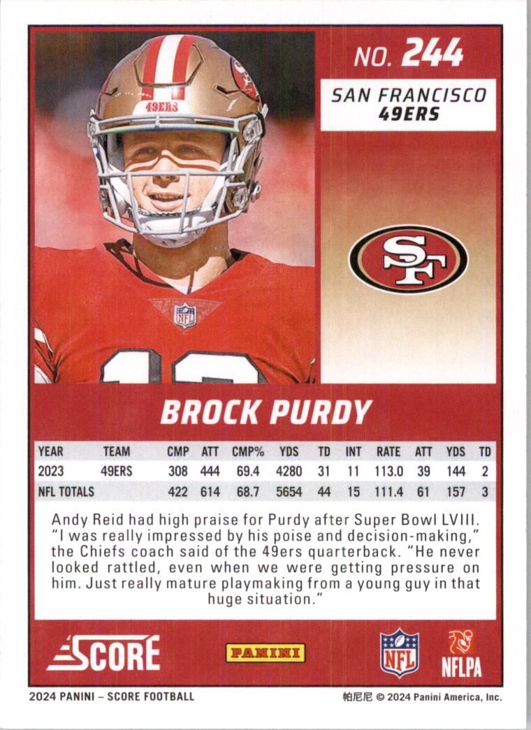 2024 Score Football Card Pick (Base) 141-400