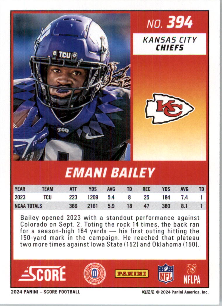 2024 Score Football Card Pick (Base) 141-400