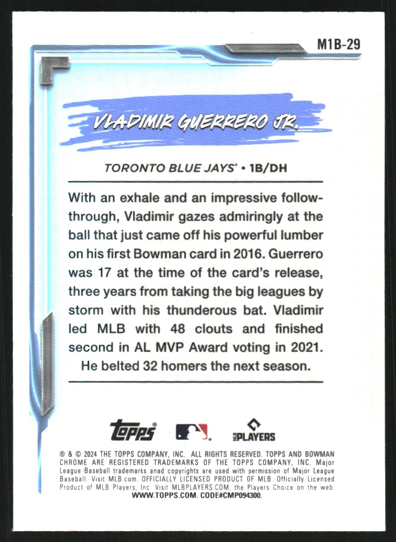 2024 Bowman Chrome Mega Box My 1st Bowman #M1B29 Vladimir Guerrero Jr.