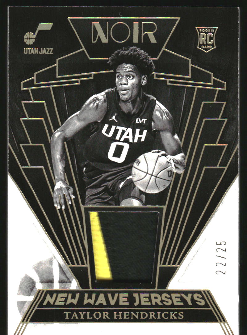 2023-24 Panini Noir New Wave Jerseys Prime #29 Taylor Hendricks Jersey /25