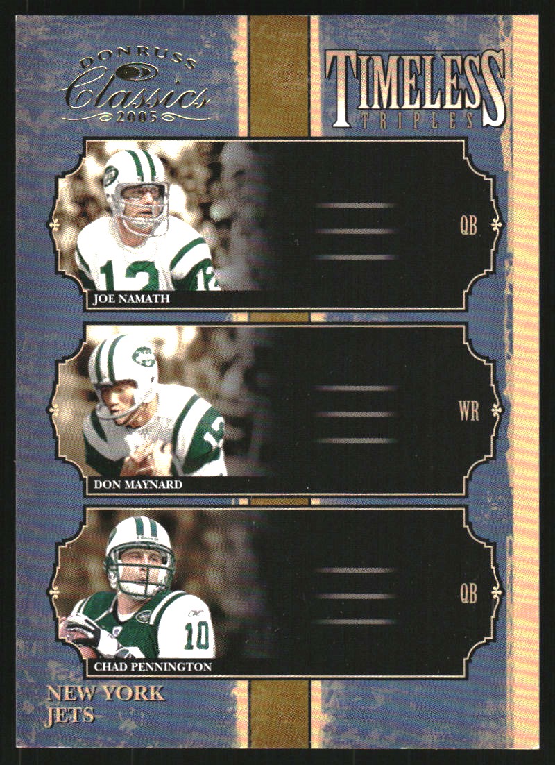 2005 Donruss Classics Timeless Triples Gold #7 Joe Namath/Don Maynard/Chad Pennington