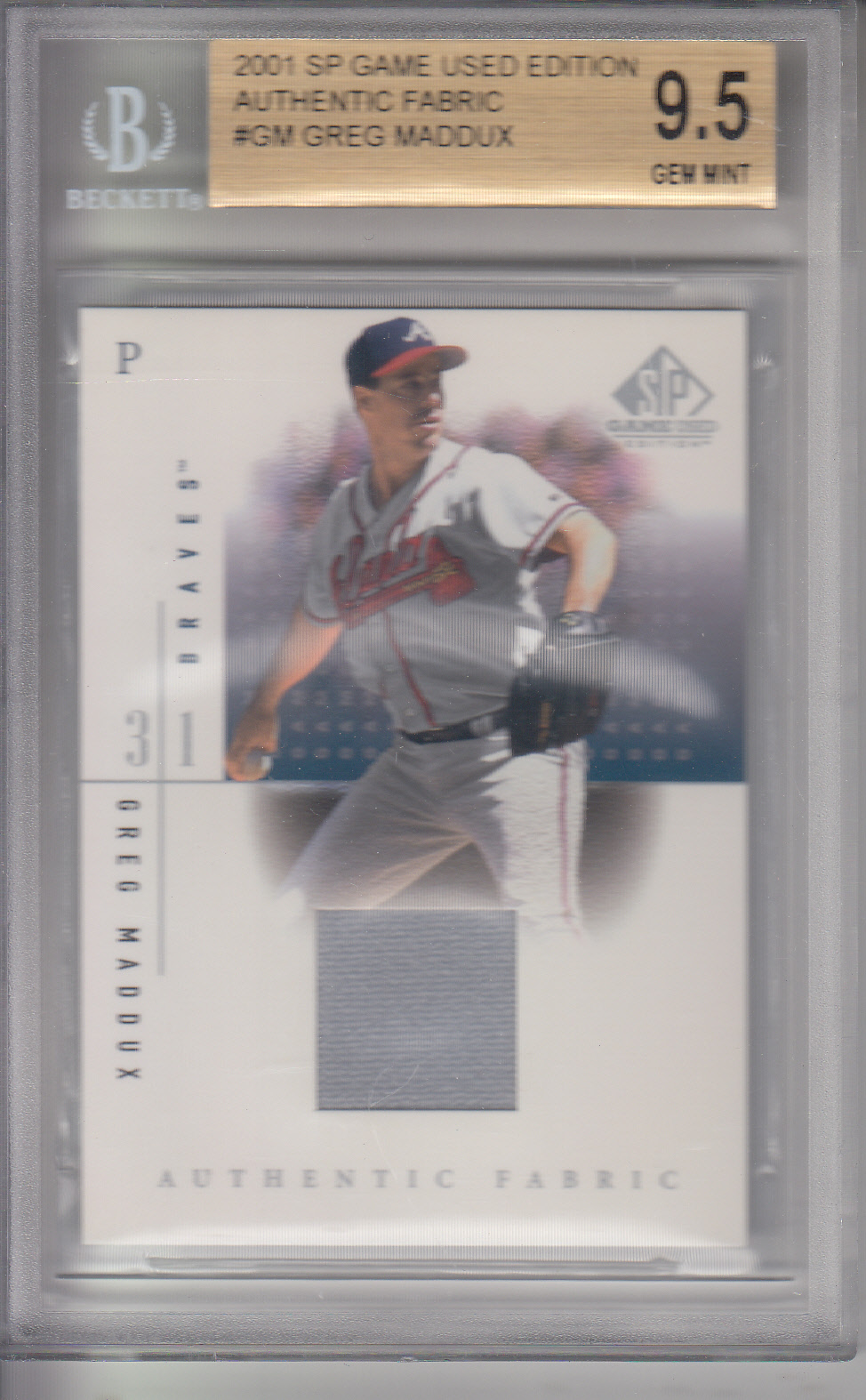2001 SP Game Used Edition Authentic Fabric #GM Greg Maddux BRAVES BVG 9.5 GMT Z18047