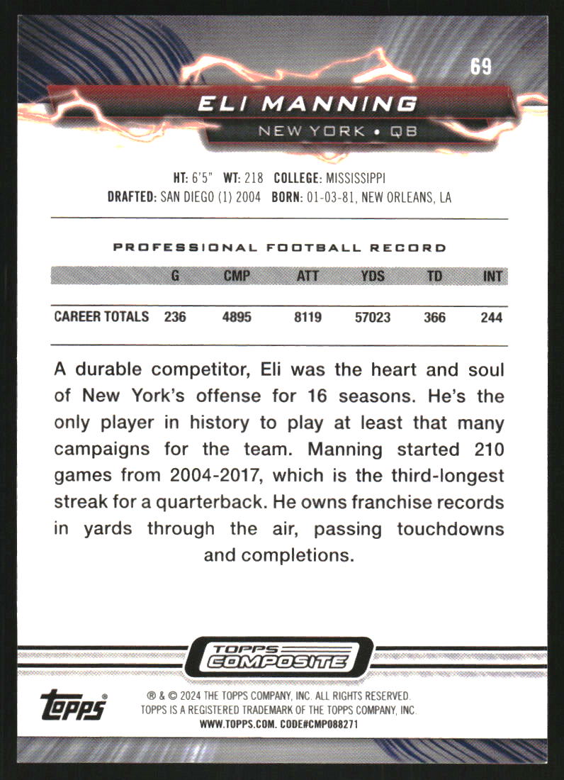 2023 Topps Composite Resurgence Surge #69 Eli Manning /250