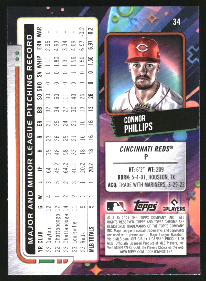 2024 Topps Cosmic Chrome Aqua Equinox Refractors #34 Connor Phillips