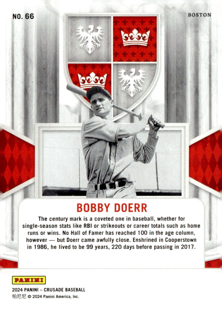 2024 Panini Crusade Red #66 Bobby Doerr back image