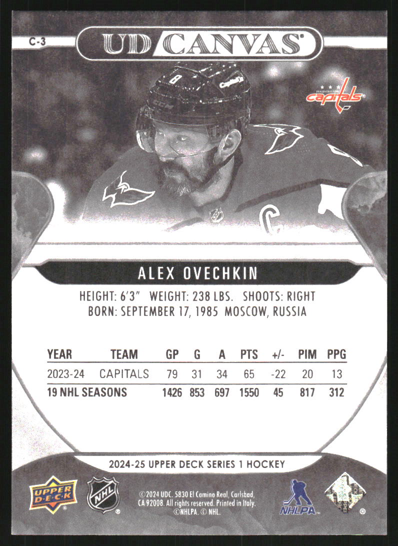 2024-25 Upper Deck UD Canvas Black and White #C3 Alex Ovechkin